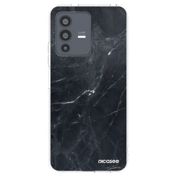 Picasee Vivo V23 5G Hülle - Transparentes Silikon - Black marble
