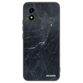 Picasee Vivo Y01 Hülle - Schwarzes Silikon - Black marble