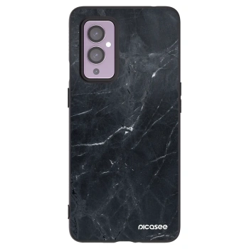 Picasee OnePlus 9 Hülle - Schwarzes Silikon - Black marble