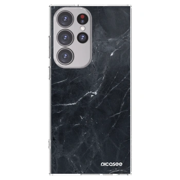 Picasee Samsung Galaxy S23 Ultra 5G Hülle - Transparentes Silikon - Black marble