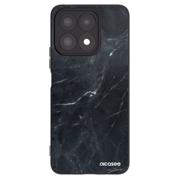 Picasee Honor X8a Hülle - Schwarzes Silikon - Black marble