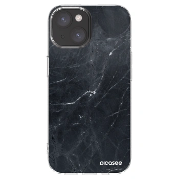 Picasee Apple iPhone 15 Hülle - Transparentes Silikon - Black marble