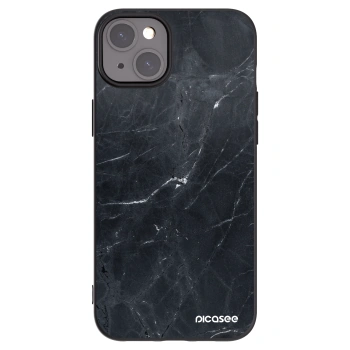 Picasee Apple iPhone 15 Plus Hülle - Schwarzes Silikon - Black marble