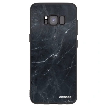 Picasee Samsung Galaxy S8 G950F Hülle - Schwarzes Silikon - Black marble