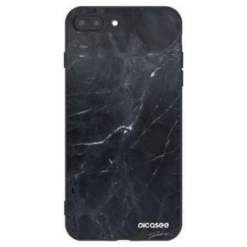 Picasee Apple iPhone 7 Plus Hülle - Schwarzes Silikon - Black marble