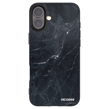 Picasee Apple iPhone 16 Plus Hülle - Schwarzes Silikon - Black marble