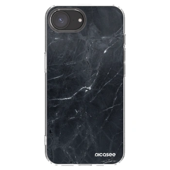 Picasee Apple iPhone 16e Hülle - Transparentes Silikon - Black marble