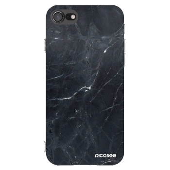Picasee Apple iPhone 7 Hülle - Transparentes Silikon - Black marble