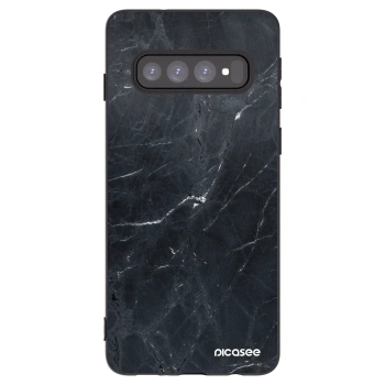Picasee Samsung Galaxy S10 G973 Hülle - Schwarzes Silikon - Black marble