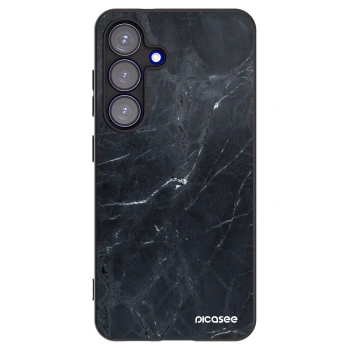 Picasee Samsung Galaxy S25 5G Hülle - Schwarzes Silikon - Black marble