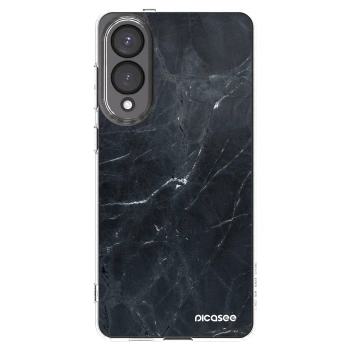 Picasee Samsung Galaxy S25 Edge 5G Hülle - Transparentes Silikon - Black marble