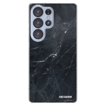 Picasee Samsung Galaxy S25 Ultra 5G Hülle - Transparentes Silikon - Black marble
