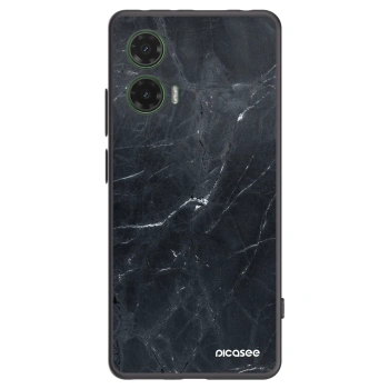 Picasee Motorola Moto G35 5G Hülle - Schwarzes Silikon - Black marble
