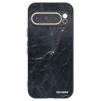 Picasee Google Pixel 9 Pro Hülle - Schwarzes Silikon - Black marble