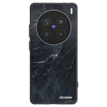 Picasee Vivo X200 Pro Hülle - Schwarzes Silikon - Black marble