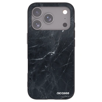 Picasee Apple iPhone 17 Pro Hülle - Schwarzes Silikon - Black marble
