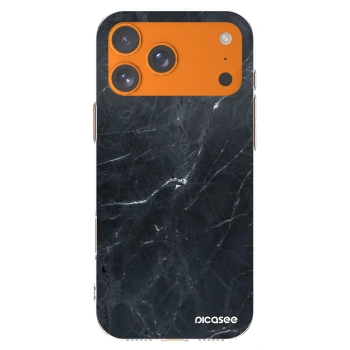 Picasee Apple iPhone 17 Pro Max Hülle - Transparentes Silikon - Black marble