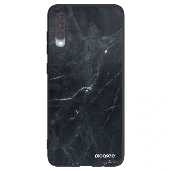 Picasee Samsung Galaxy A70 A705F Hülle - Schwarzes Silikon - Black marble