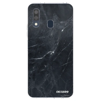 Picasee Samsung Galaxy A40 A405F Hülle - Transparentes Silikon - Black marble