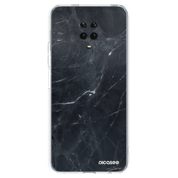 Picasee Xiaomi Redmi Note 9 Pro Hülle - Transparentes Silikon - Black marble