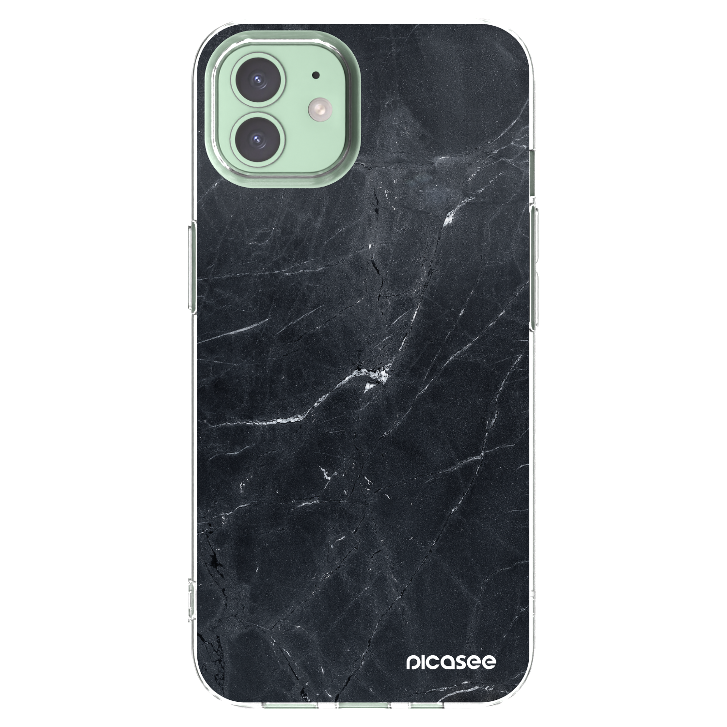 Picasee Apple iPhone 12 Hülle - Transparentes Silikon - Black marble