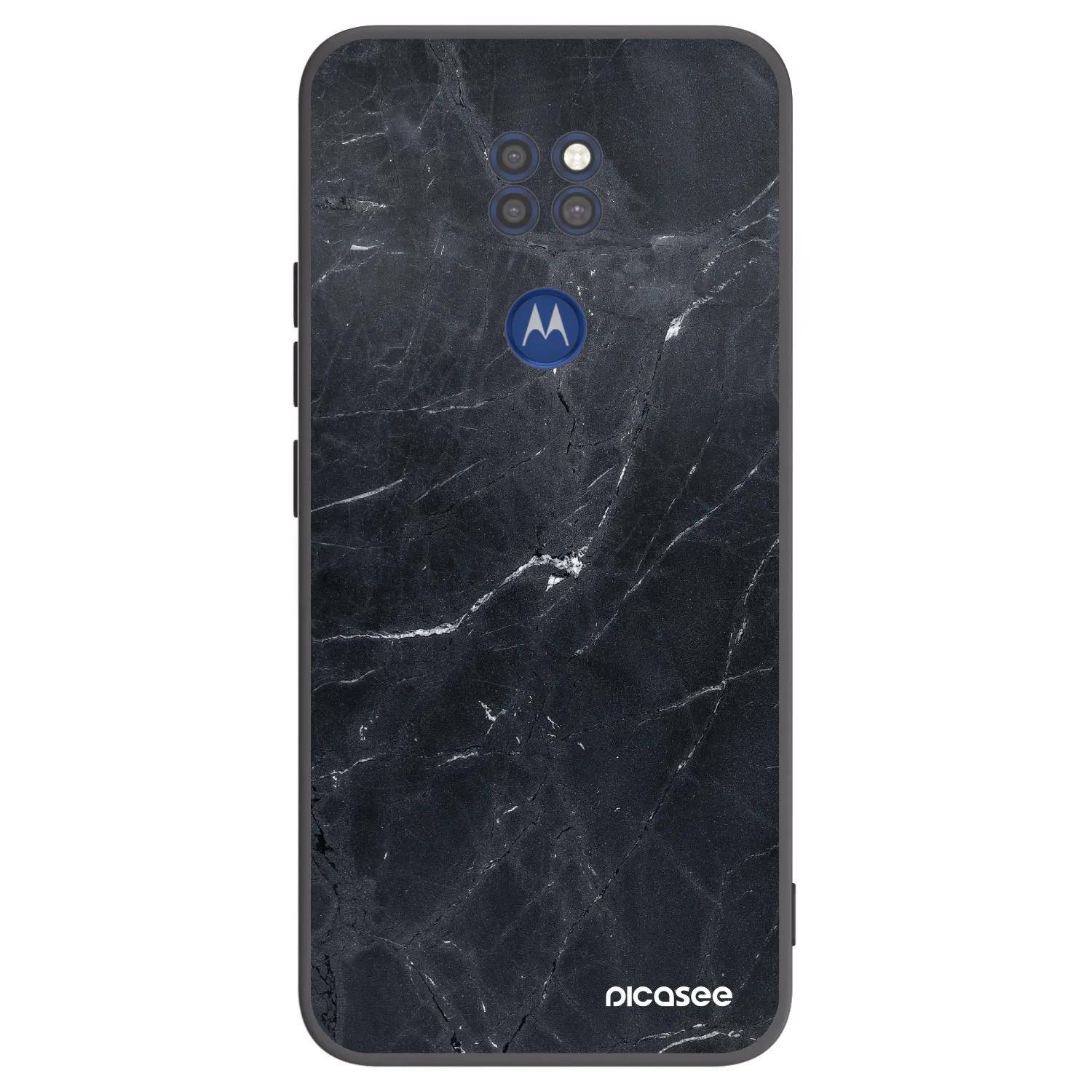 Picasee Motorola Moto G9 Play Hülle - Schwarzes Silikon - Black marble