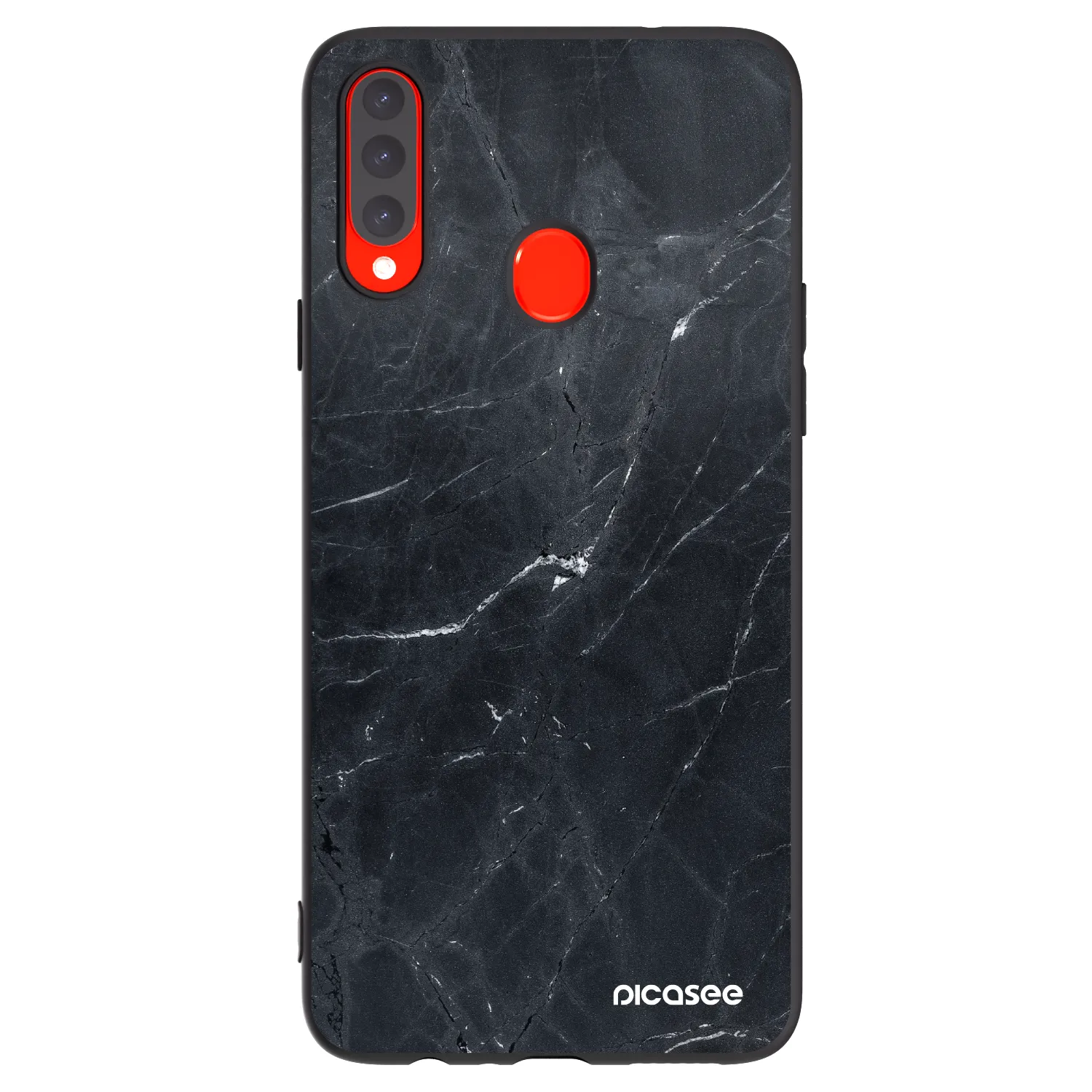 Picasee Samsung Galaxy A20s Hülle - Schwarzes Silikon - Black marble
