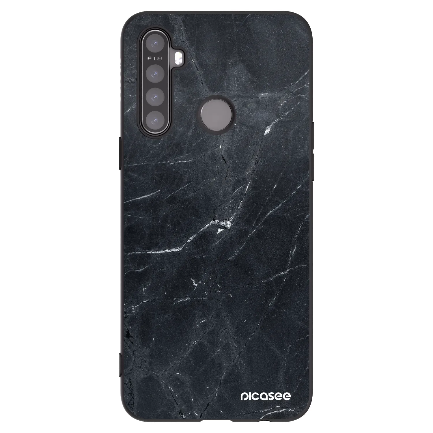 Picasee Realme 6i Hülle - Schwarzes Silikon - Black marble