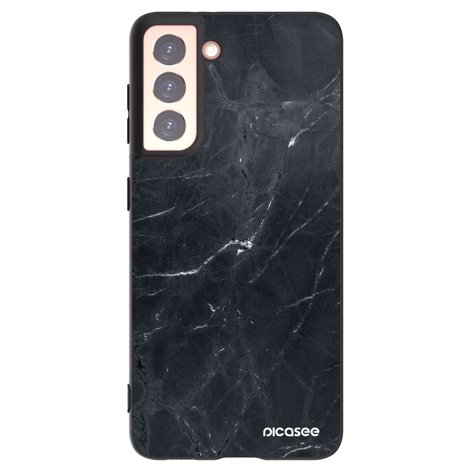 Picasee Samsung Galaxy S21 5G G991B Hülle - Schwarzes Silikon - Black marble