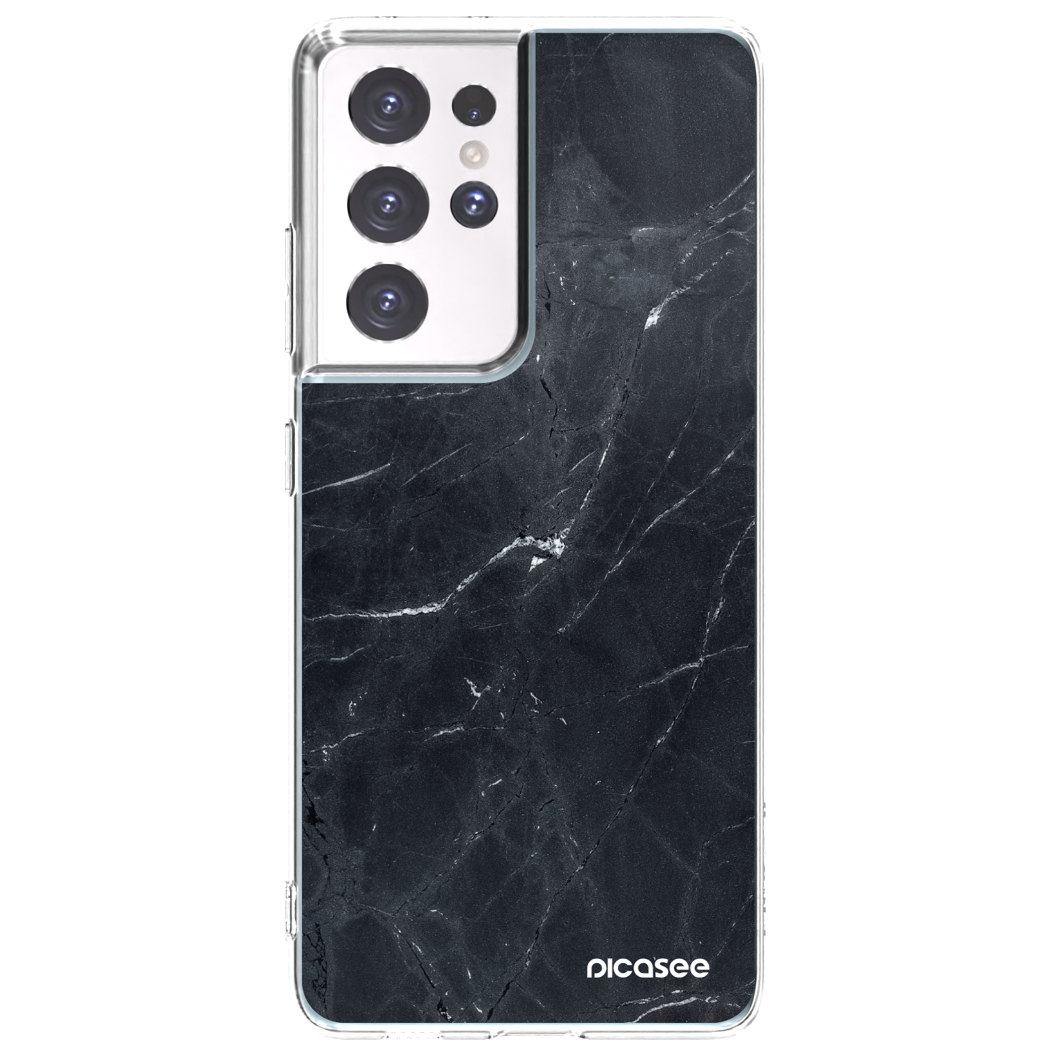 Picasee Samsung Galaxy S21 Ultra 5G G998B Hülle - Transparentes Silikon - Black marble