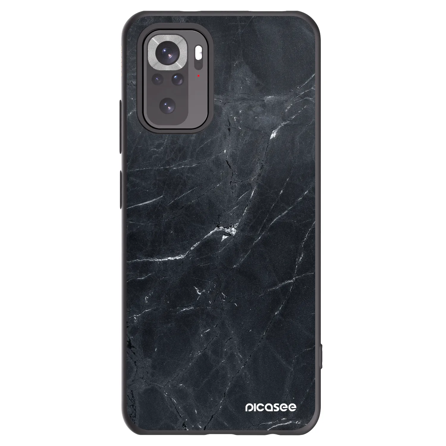 Picasee Xiaomi Redmi Note 10 Hülle - Schwarzes Silikon - Black marble