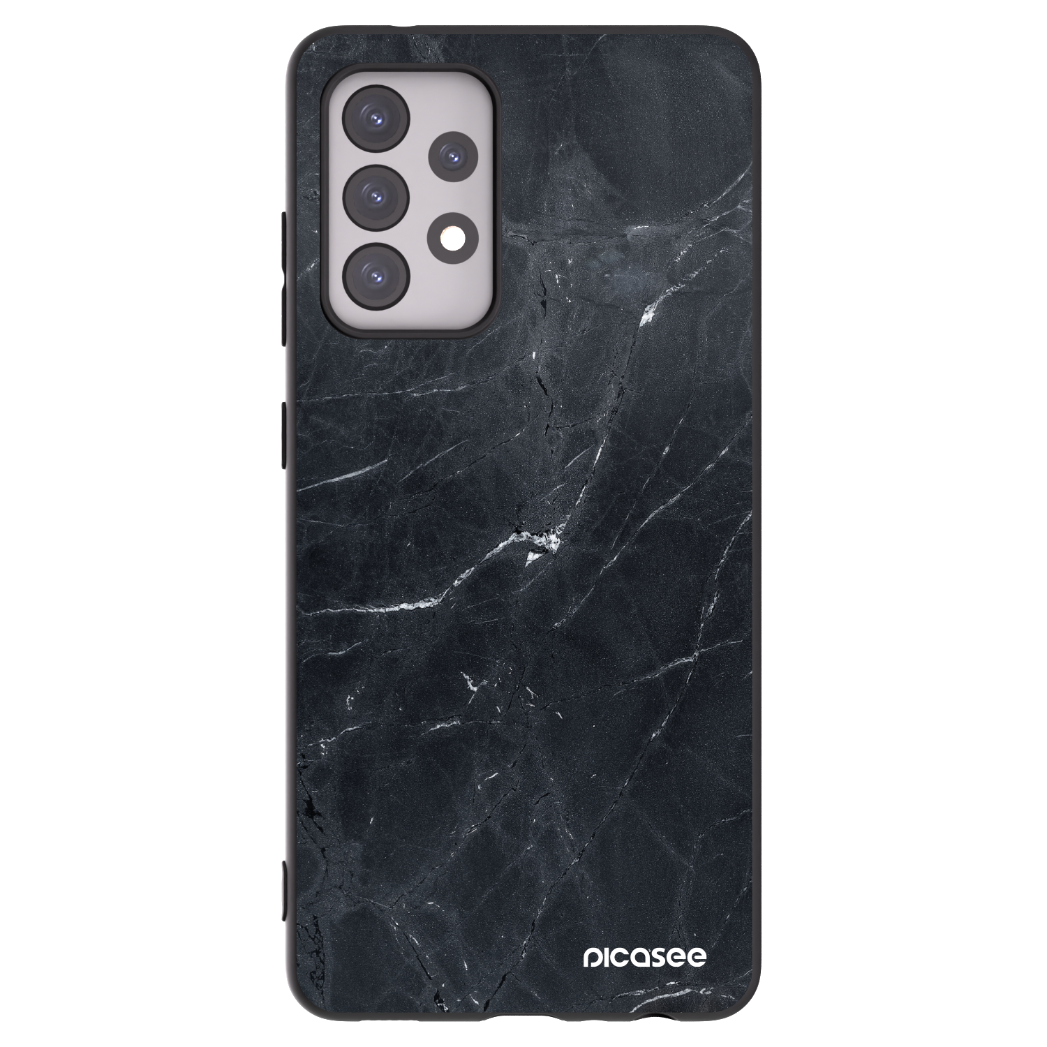 Picasee Samsung Galaxy A52 5G A525F Hülle - Schwarzes Silikon - Black marble