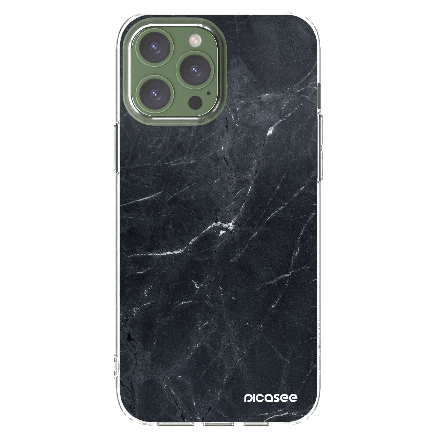 Picasee Apple iPhone 13 Pro Max Hülle - Transparentes Silikon - Black marble