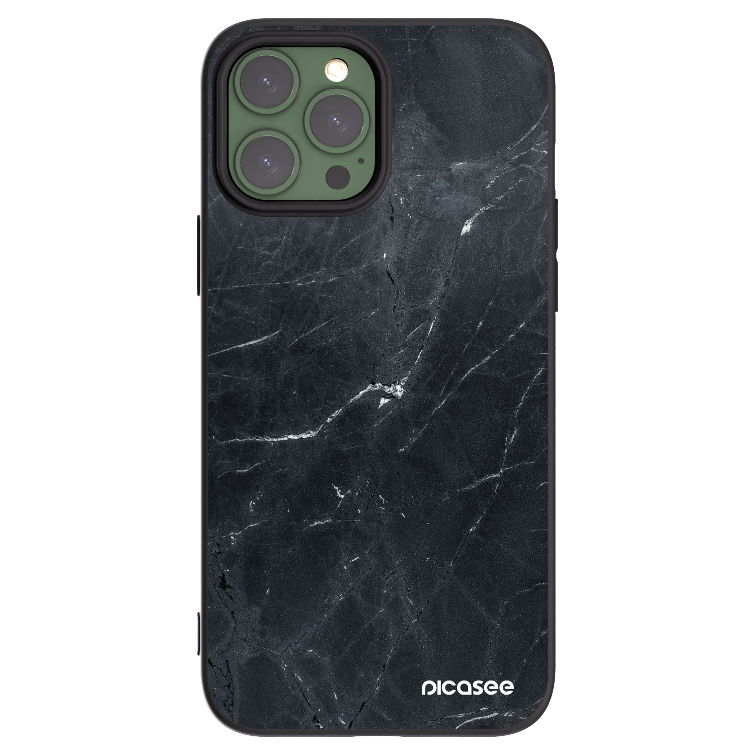 Picasee Apple iPhone 13 Pro Max Hülle - Schwarzes Silikon - Black marble