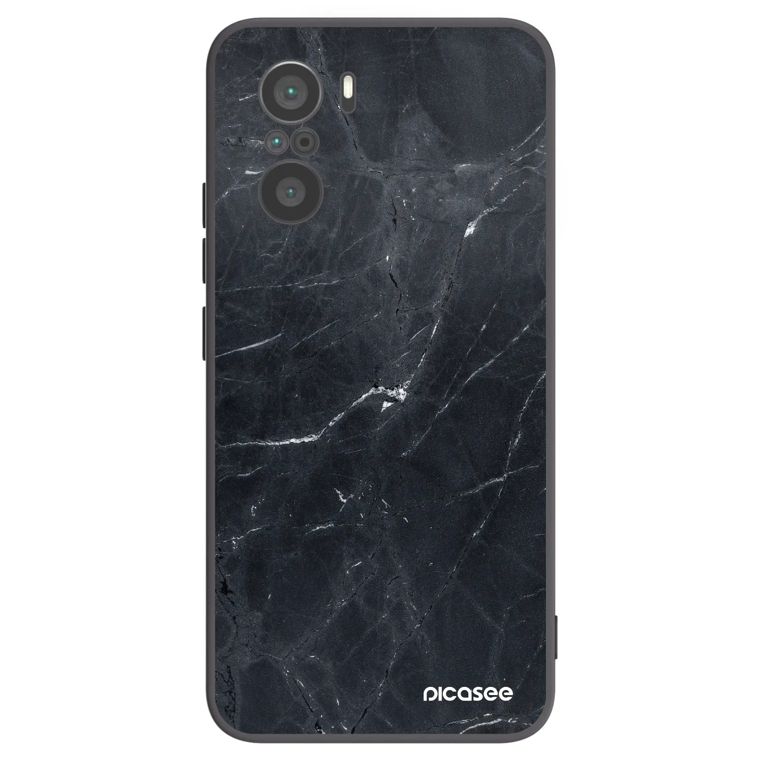 Picasee Xiaomi Poco F3 Hülle - Schwarzes Silikon - Black marble