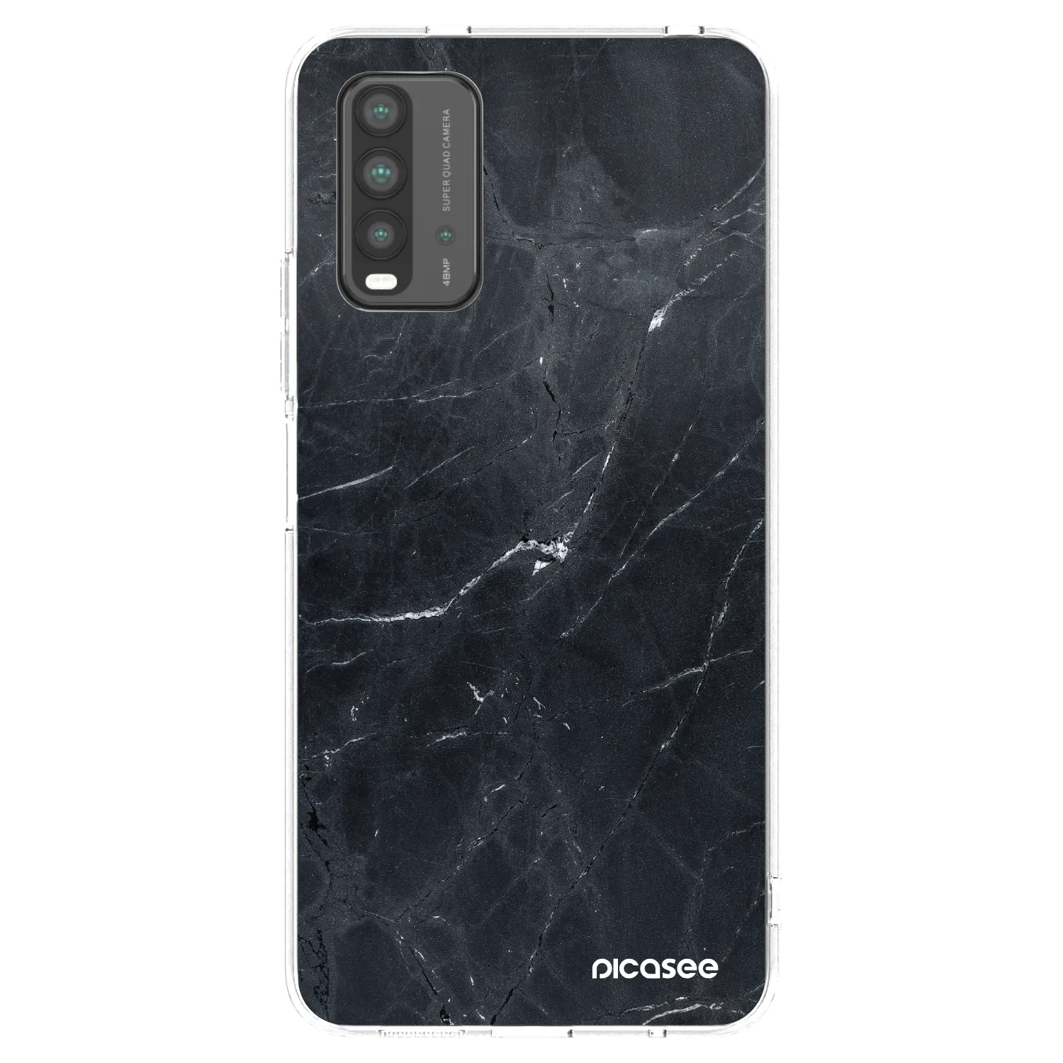 Picasee Xiaomi Redmi 9T Hülle - Transparentes Silikon - Black marble
