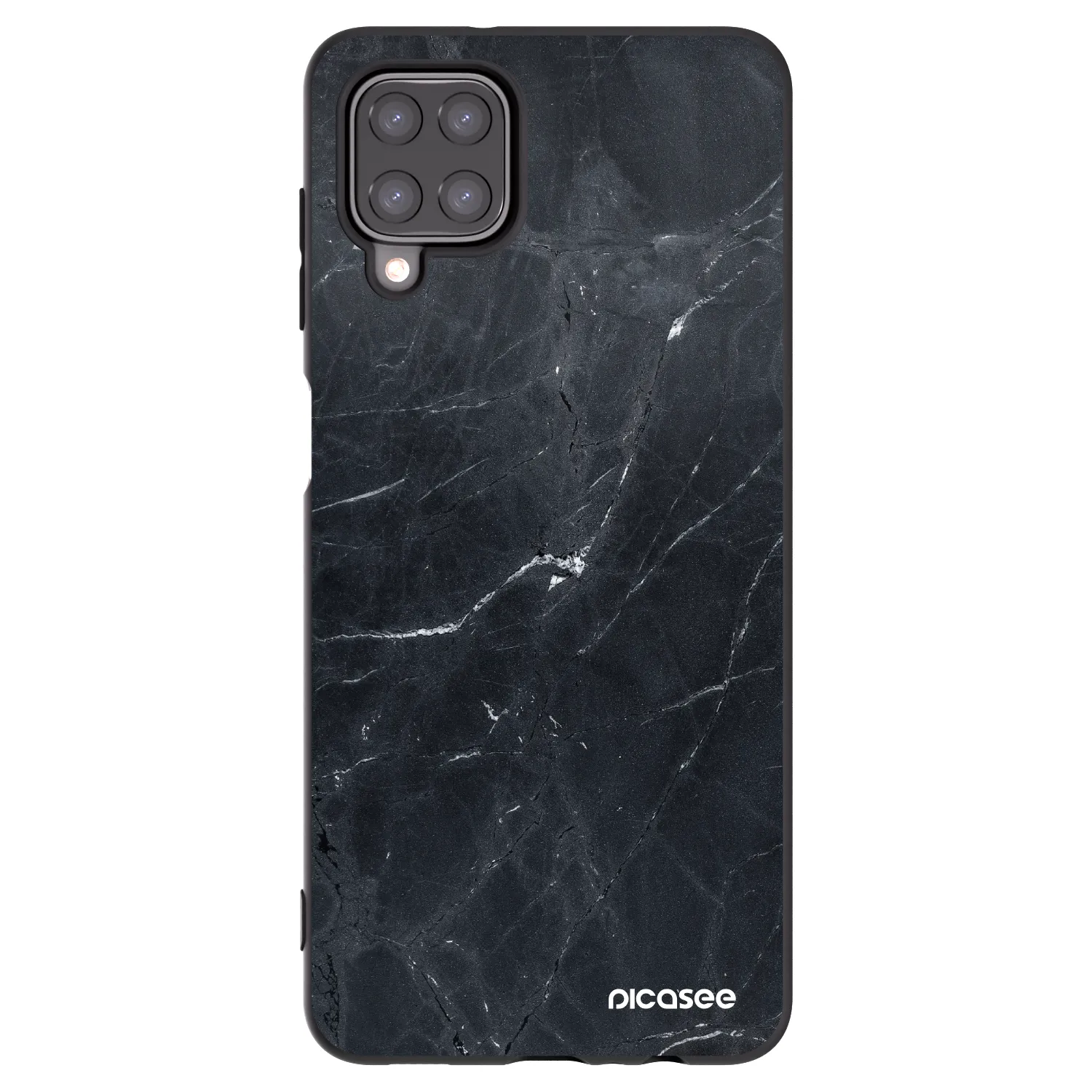 Picasee Samsung Galaxy M12 M127F Hülle - Schwarzes Silikon - Black marble