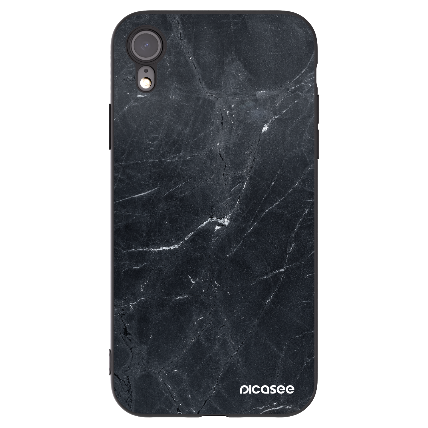 Picasee Apple iPhone XR Hülle - Schwarzes Silikon - Black marble