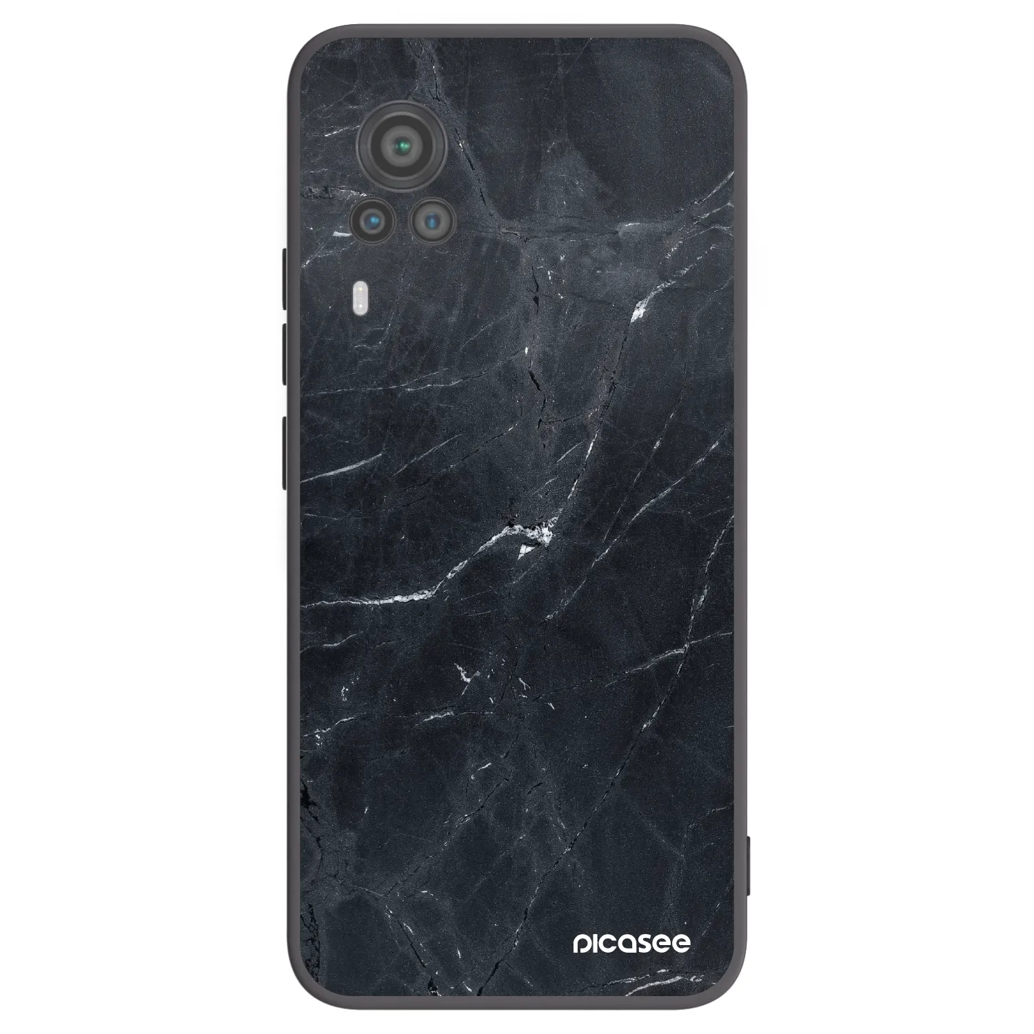 Picasee Vivo X60 Pro 5G Hülle - Schwarzes Silikon - Black marble