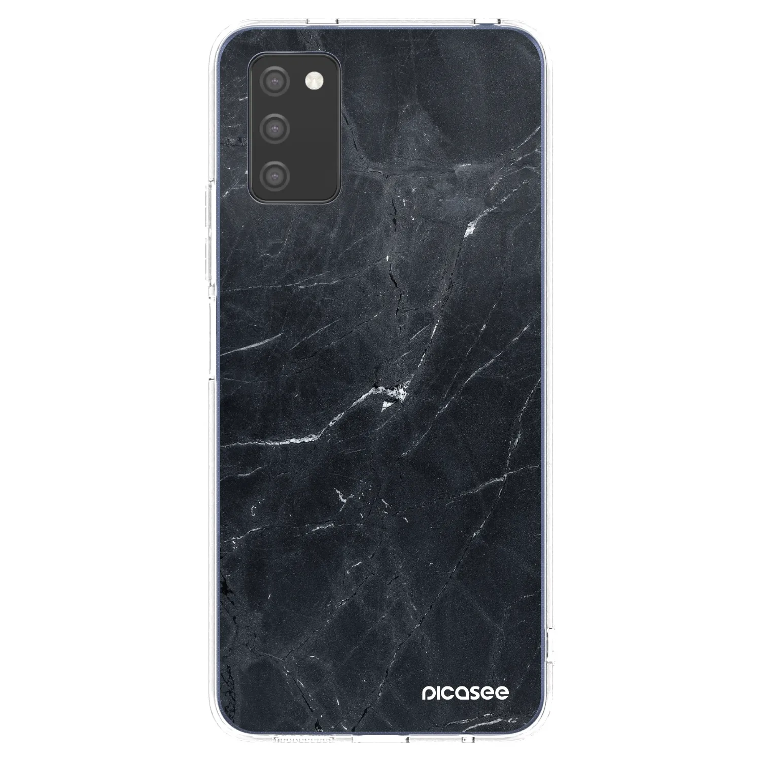 Picasee Samsung Galaxy A03s A037G Hülle - Transparentes Silikon - Black marble
