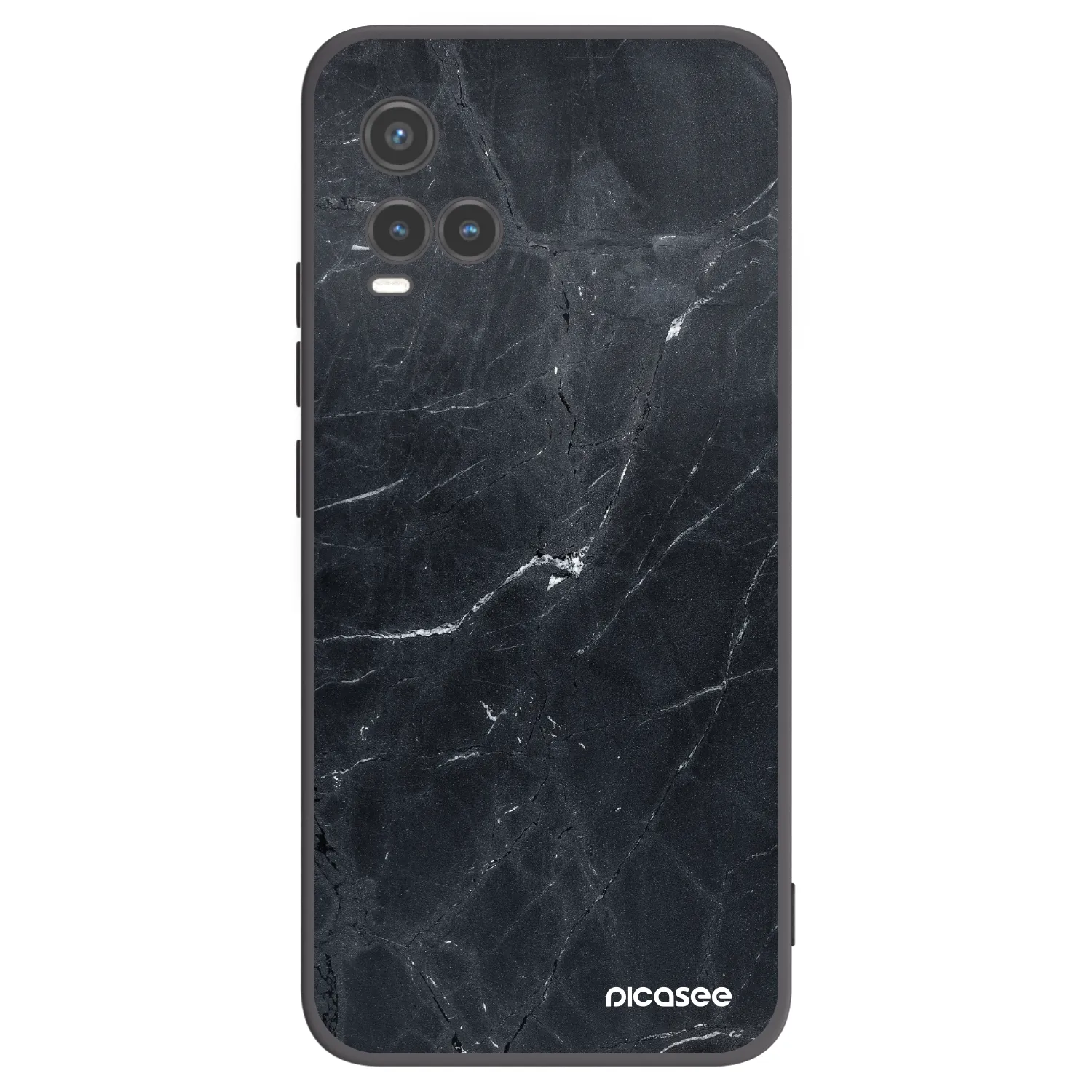 Picasee Vivo Y33s Hülle - Schwarzes Silikon - Black marble