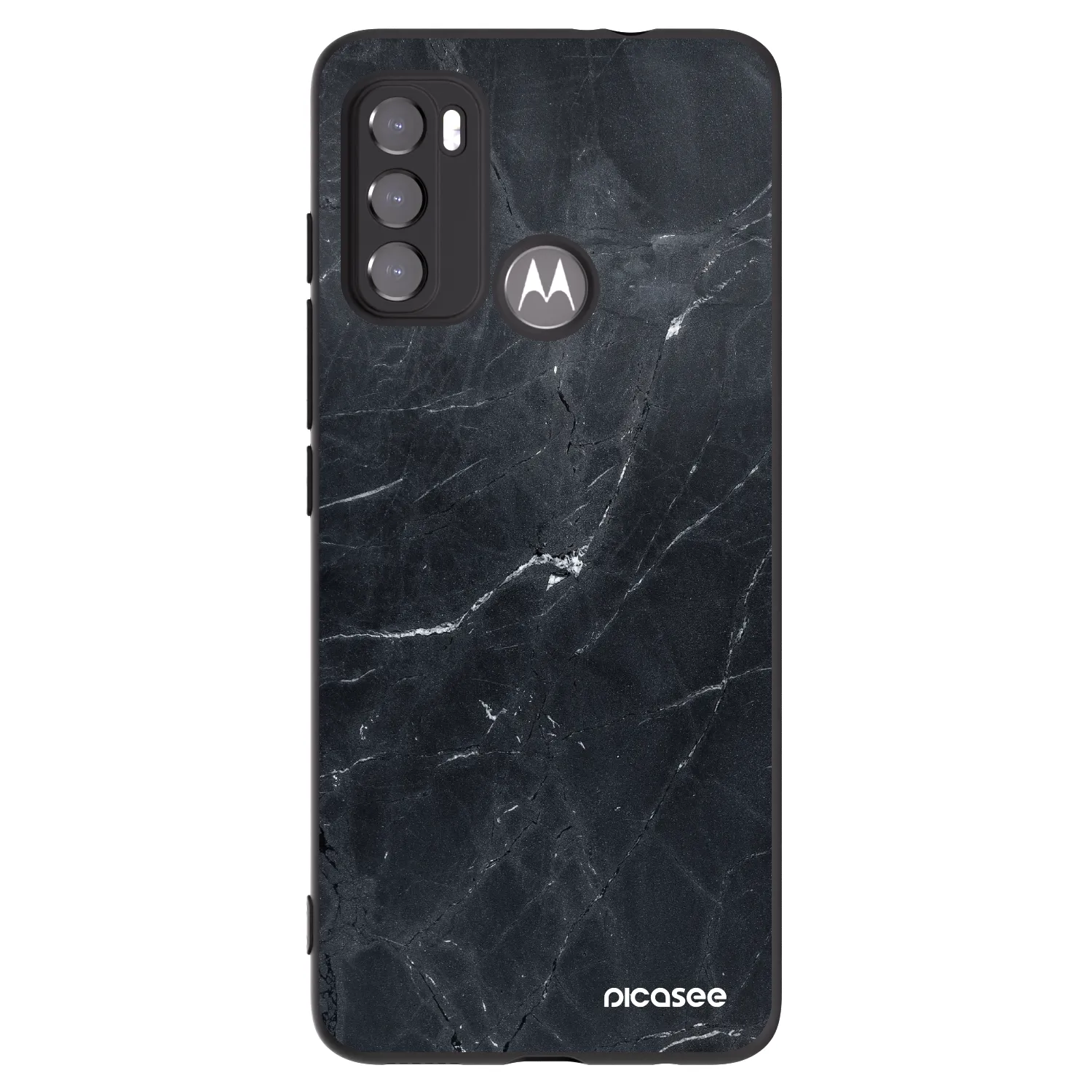Picasee Motorola Moto G60 Hülle - Schwarzes Silikon - Black marble