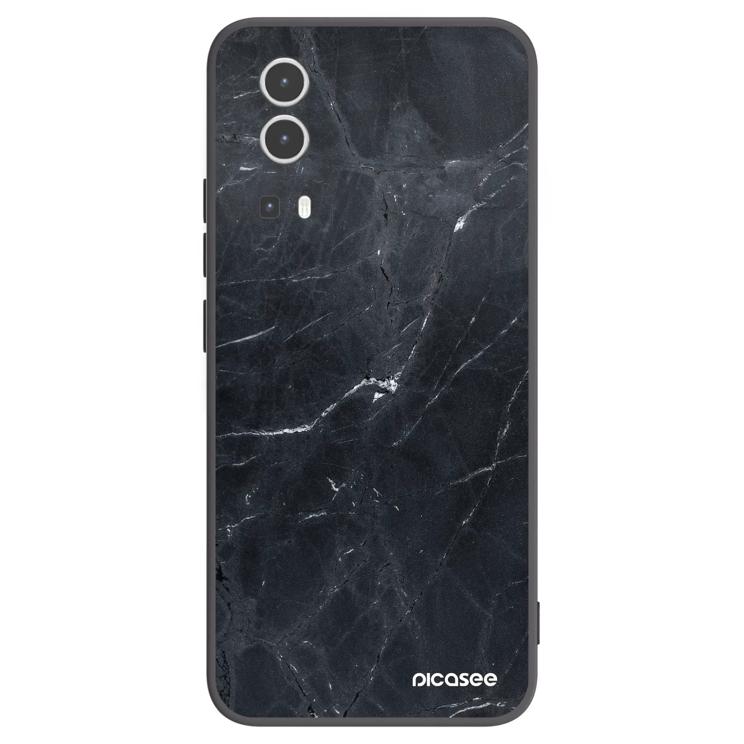 Picasee Vivo Y72 5G Hülle - Schwarzes Silikon - Black marble