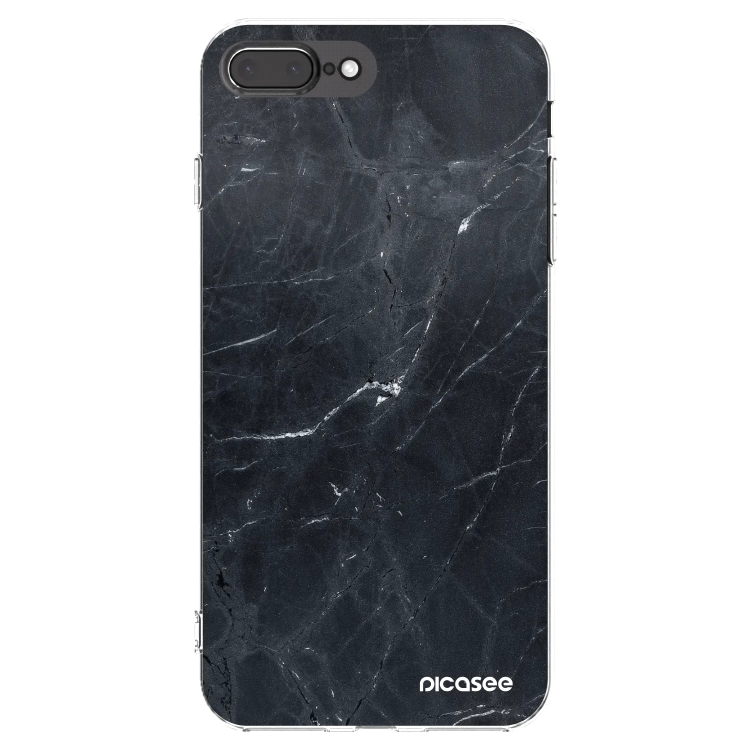 Picasee Apple iPhone 7 Plus Hülle - Transparentes Silikon - Black marble