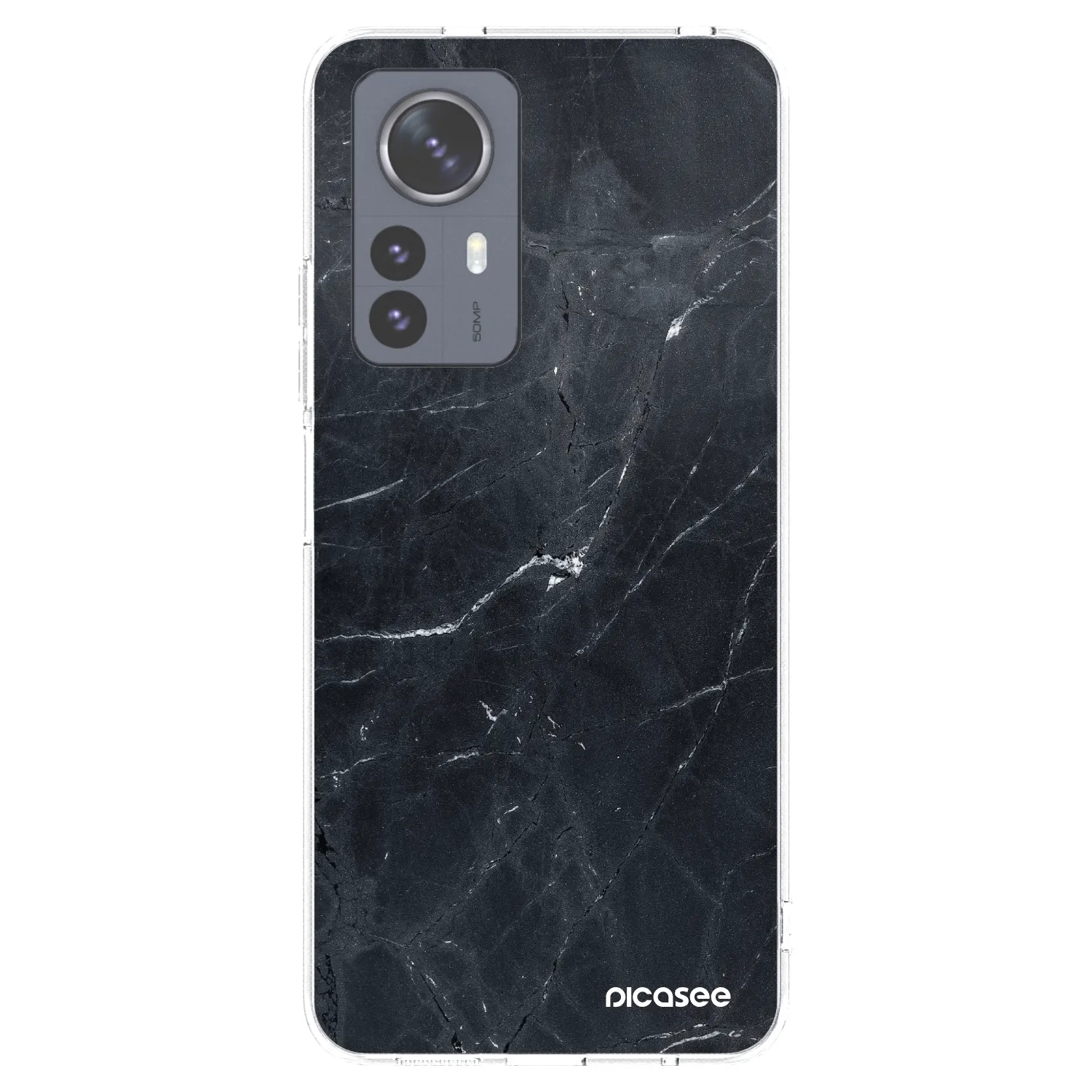 Picasee Xiaomi 12 Pro Hülle - Transparentes Silikon - Black marble