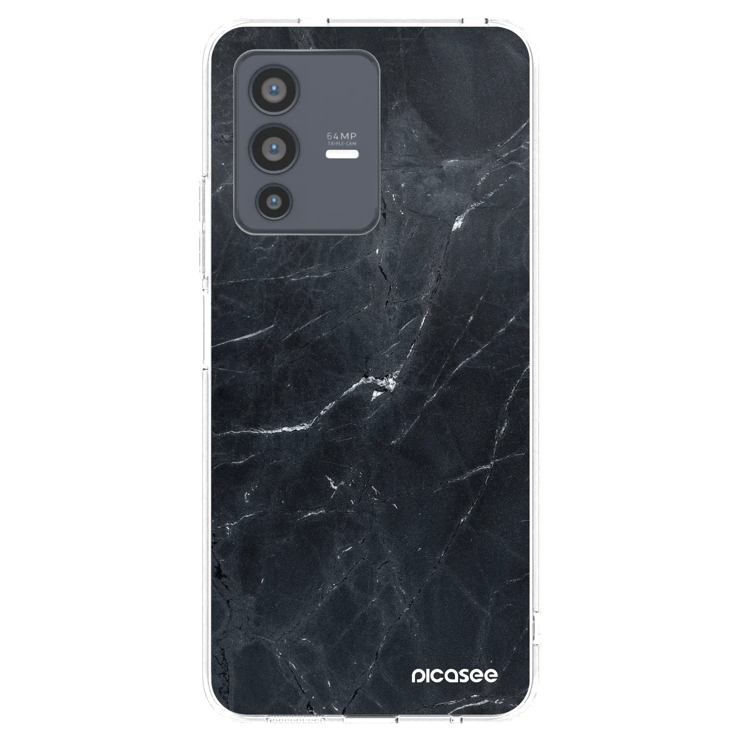 Picasee Vivo V23 5G Hülle - Transparentes Silikon - Black marble