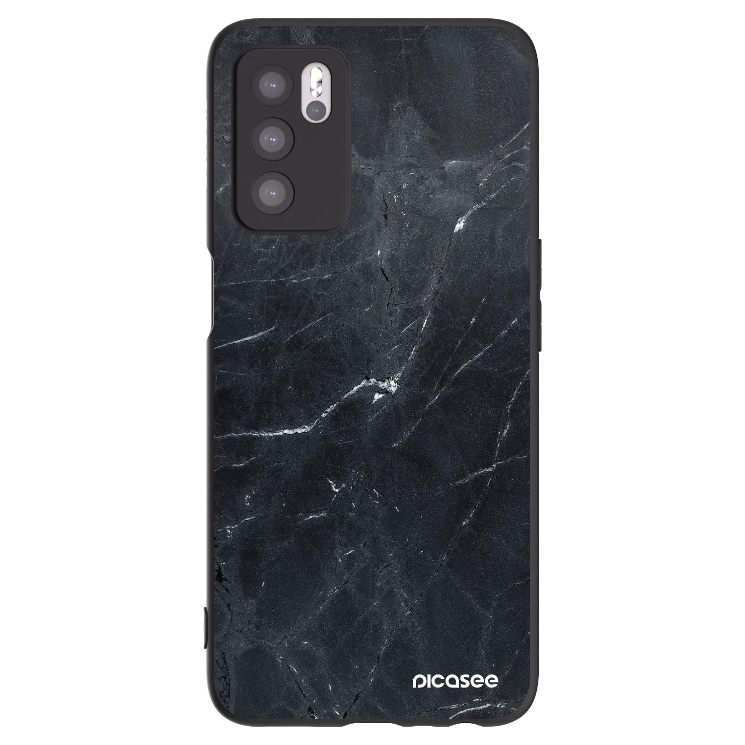 Picasee OPPO A16s Hülle - Schwarzes Silikon - Black marble