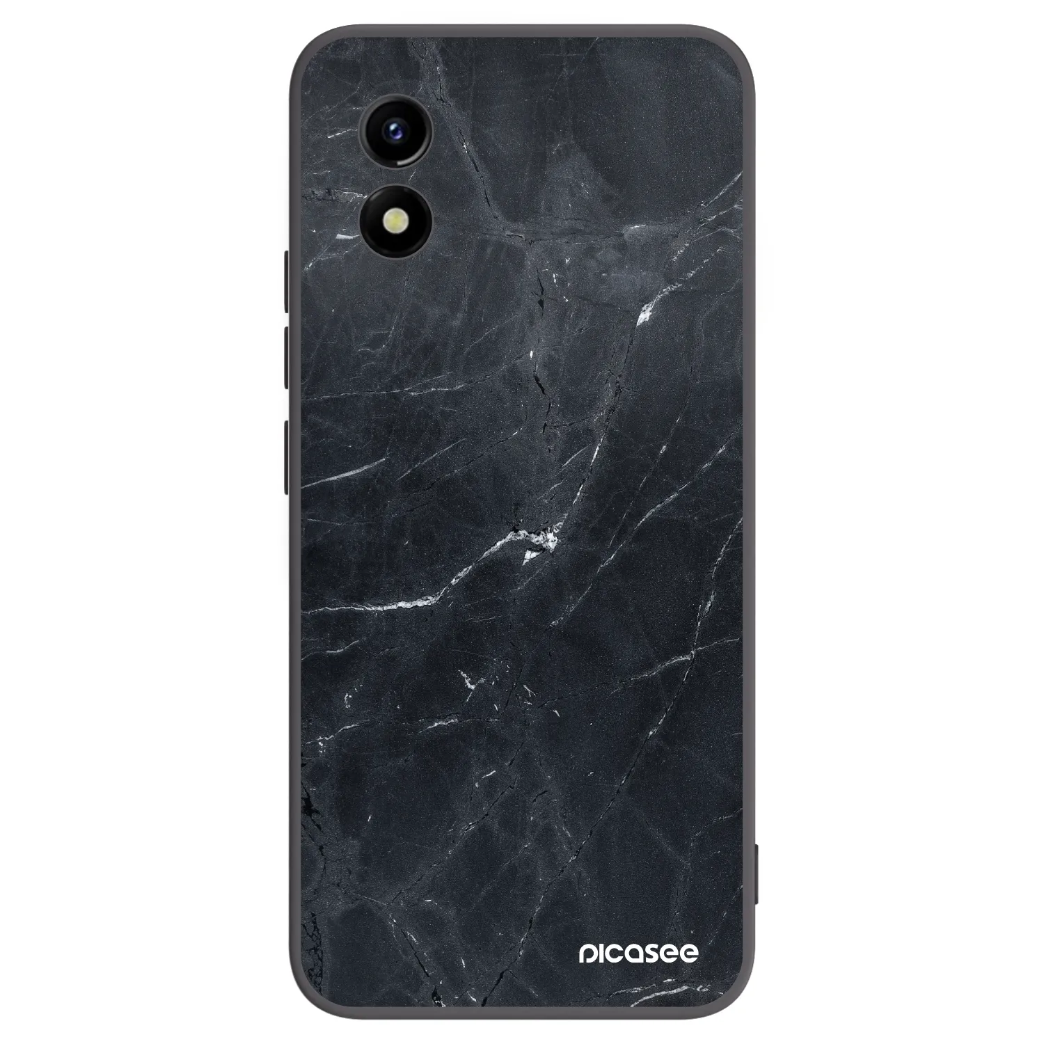 Picasee Vivo Y01 Hülle - Schwarzes Silikon - Black marble