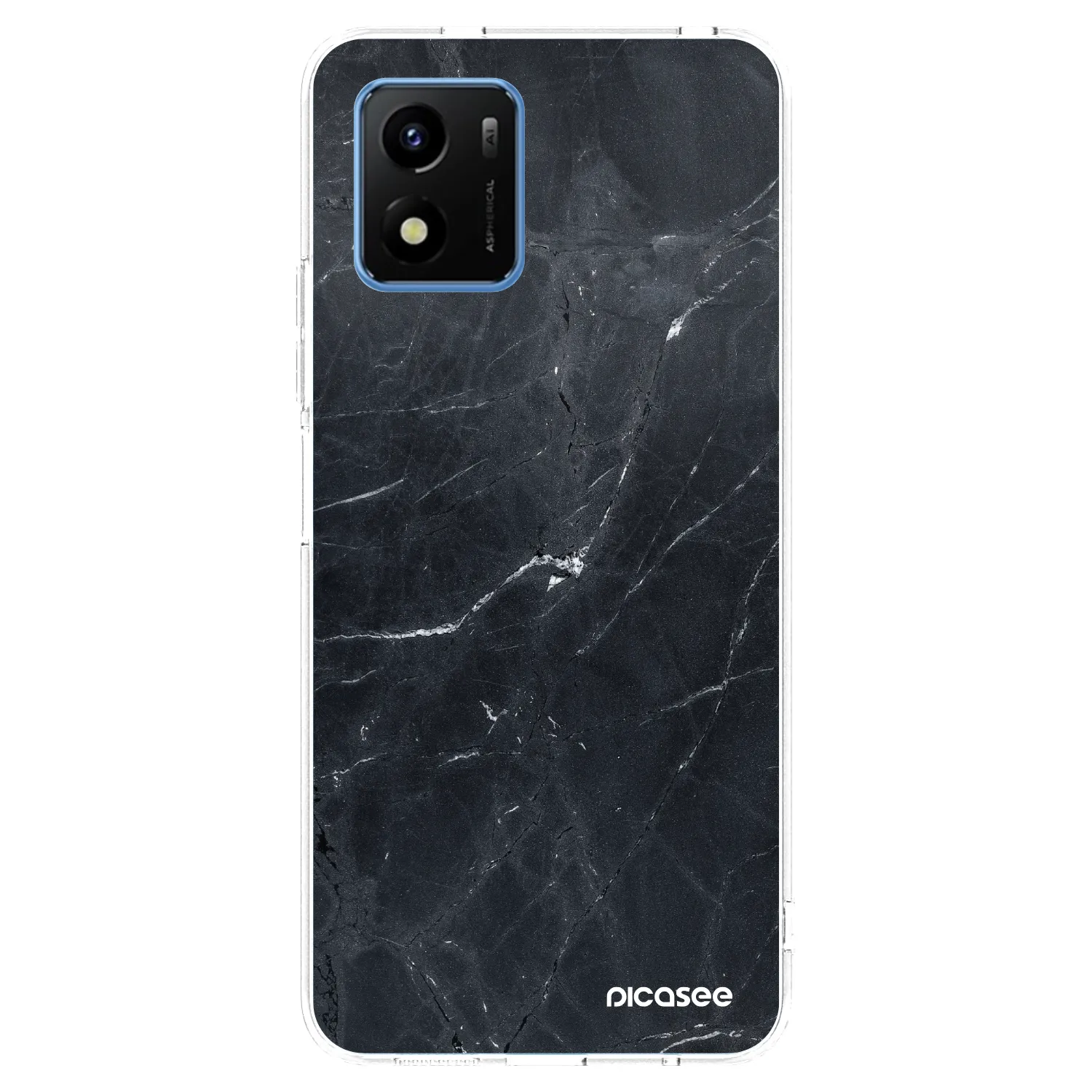Picasee Vivo Y01 Hülle - Transparentes Silikon - Black marble