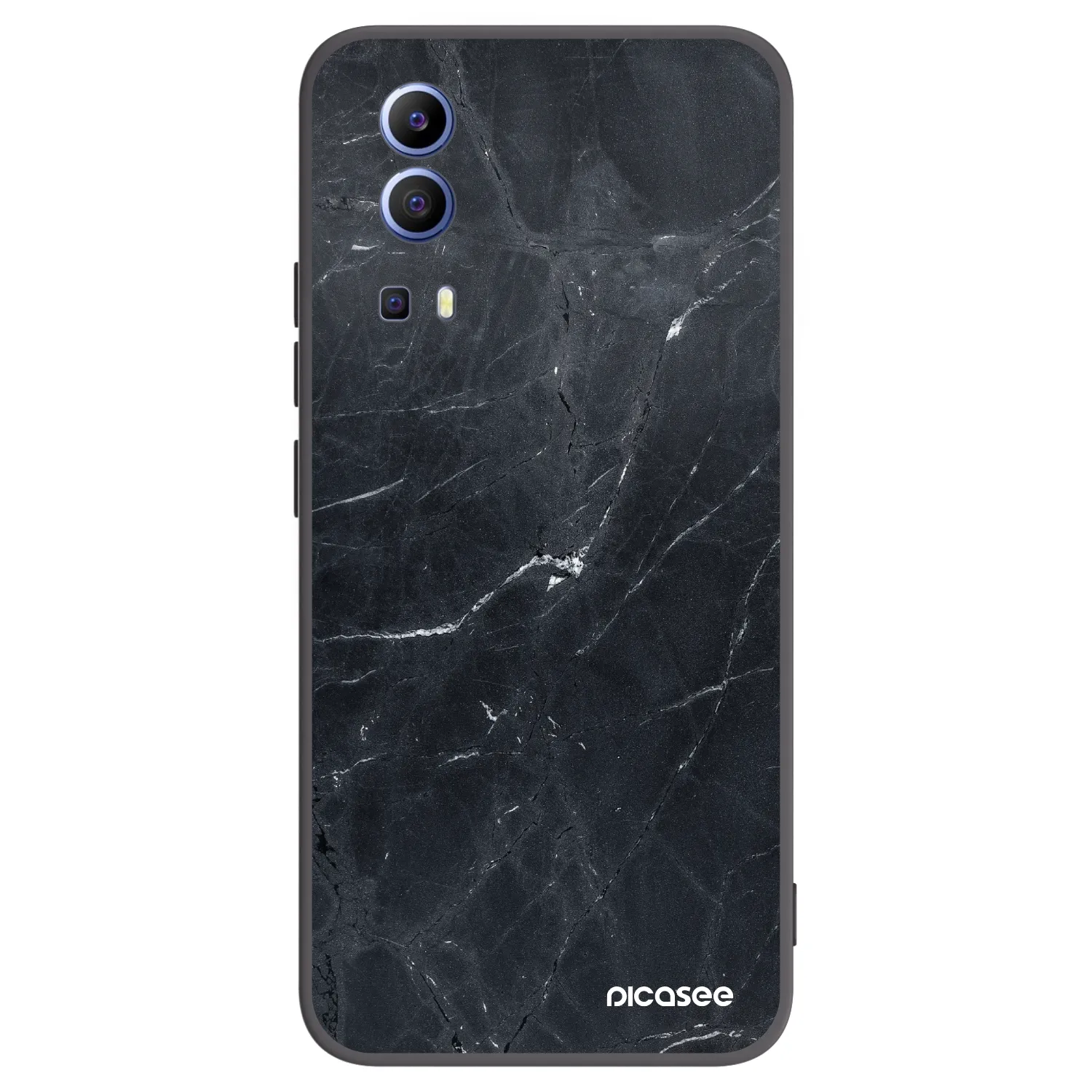 Picasee Vivo Y52 5G Hülle - Schwarzes Silikon - Black marble